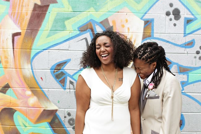 African-American brides with chic wedding hairstyles