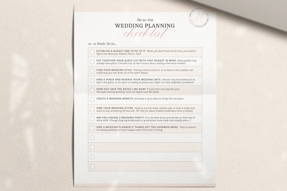 Simple Wedding Checklist Printable